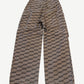 Balenciaga brown cargo pants with allover BB monogram jacquard pattern and side cargo pockets, front view.