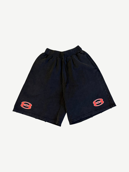 Balenciaga Black Double Ring Washed Logo Shorts