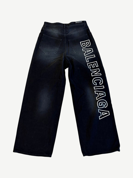 Balenciaga Black Outline Logo Denim