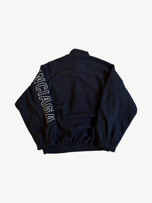 Balenciaga Black Outline Logo Double Brushed Fleece Track Jacket