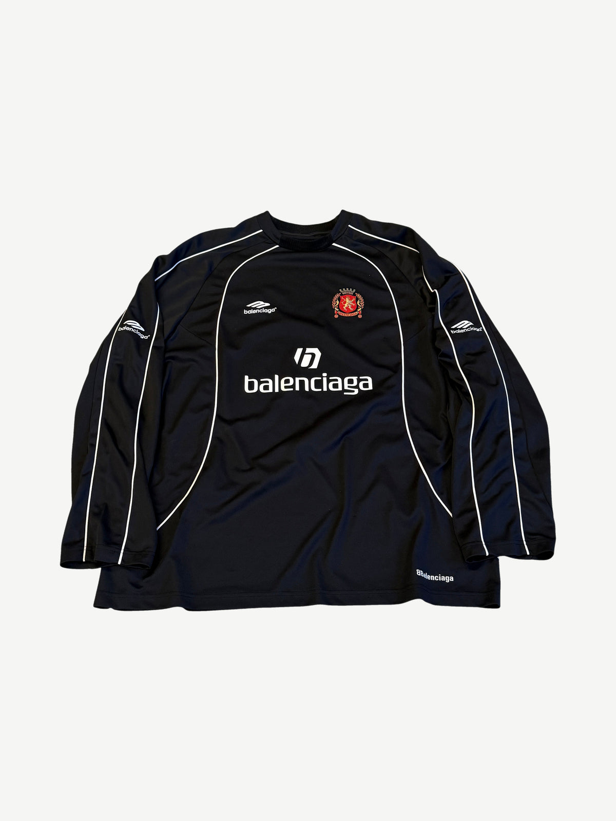 Balenciaga Black Paris Soccer Logo Longsleeve Jersey