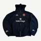 Balenciaga black Paris Soccer zip-up hoodie front with white logo and red soccer crest