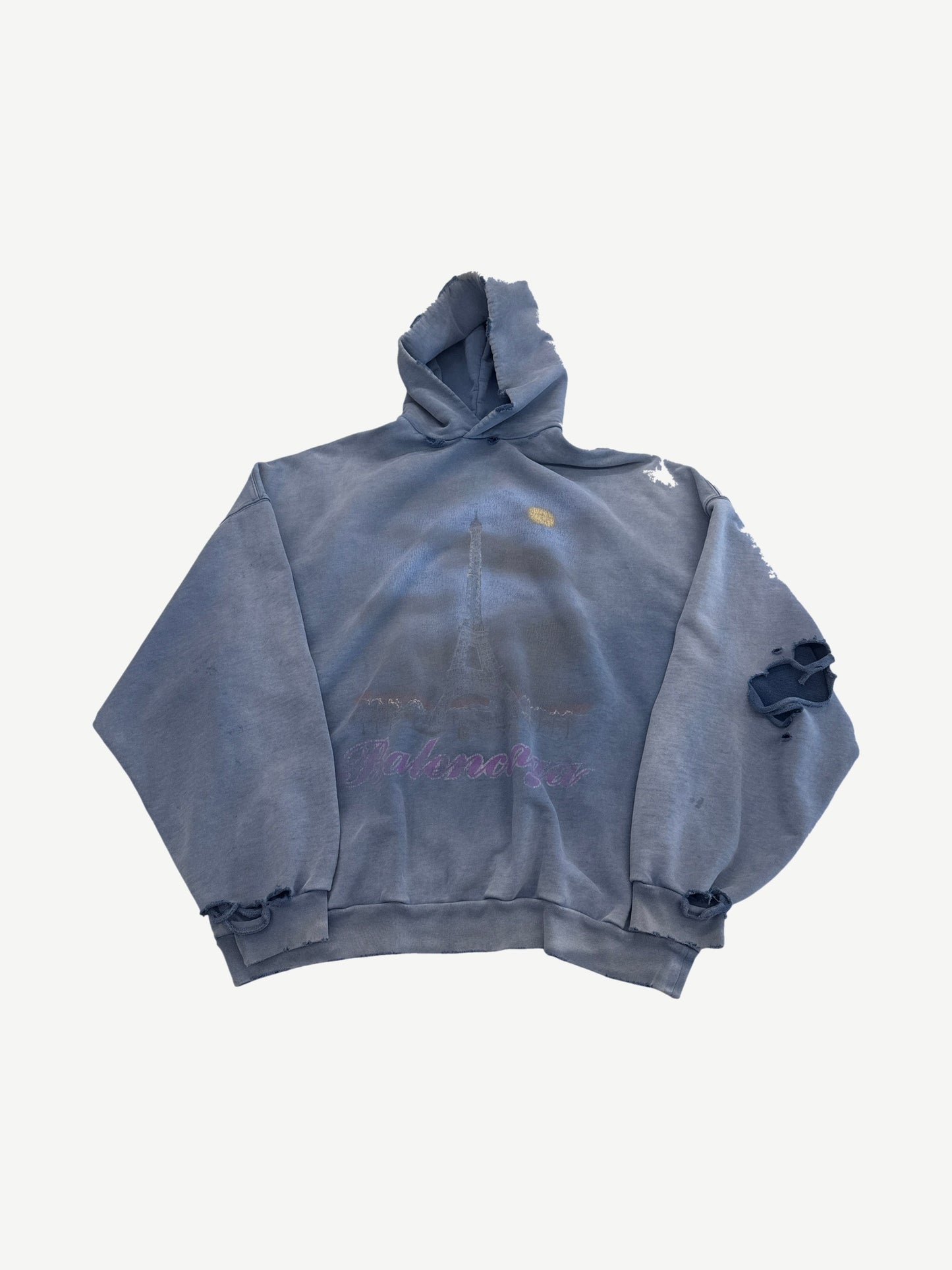 Balenciaga Blue Paris Moon Faded Hoodie