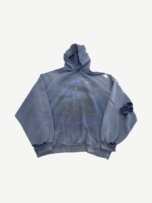 Balenciaga Blue Paris Moon Faded Hoodie