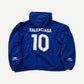 Balenciaga blue soccer zip up back view, large BALENCIAGA wordmark and jersey number 10 print