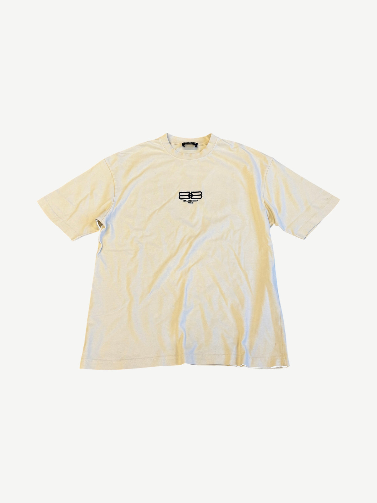 Balenciaga Cream BB Logo Print Tee