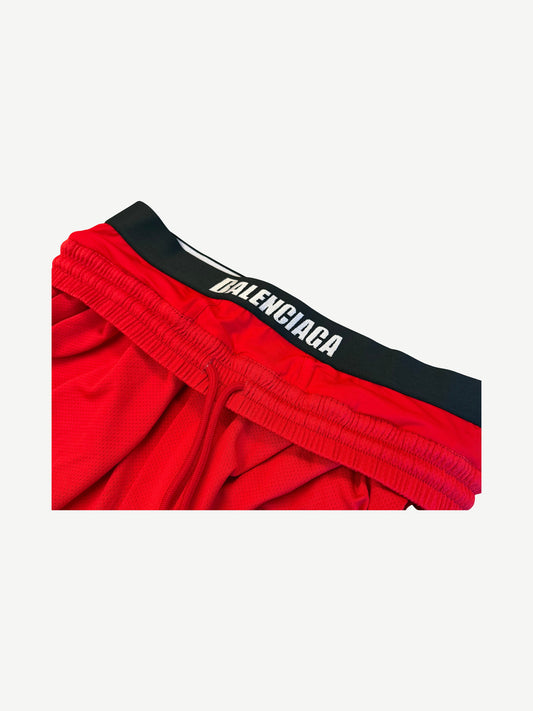 Balenciaga Double-Waisted Red Swim Shorts
