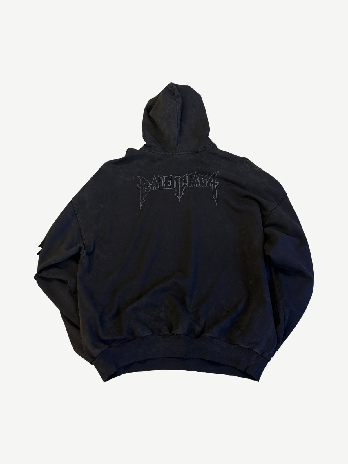 Balenciaga Faded Black Paris Moon Oversized No Pocket Hoodie