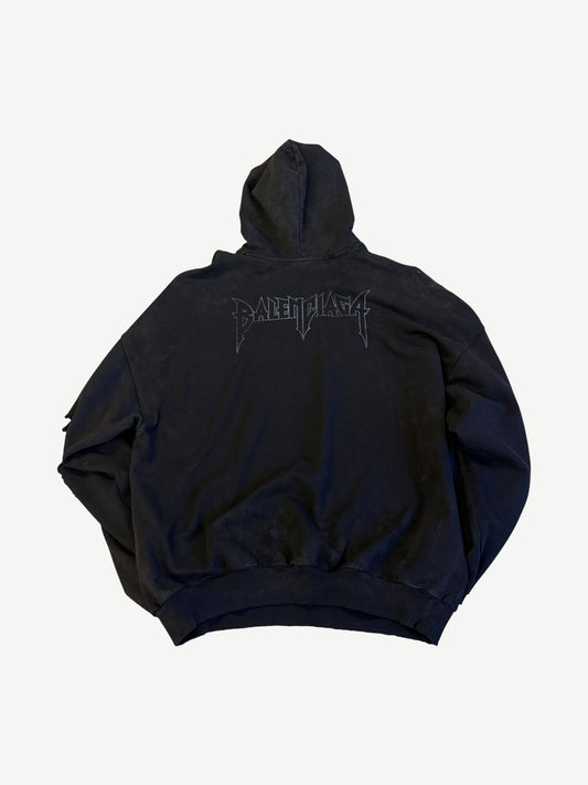 Balenciaga Faded Black Paris Moon Oversized No Pocket Hoodie