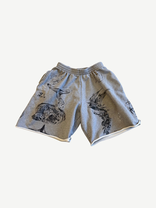 Balenciaga Gray Tattoo Shorts