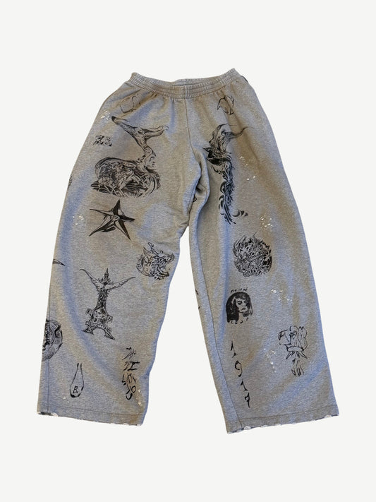 Balenciaga Gray Tattoo Sweatpants
