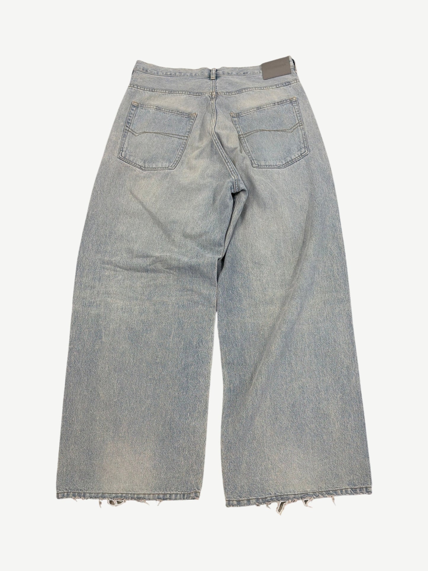 Balenciaga Light Blue Casual Faded Wide Leg Jeans