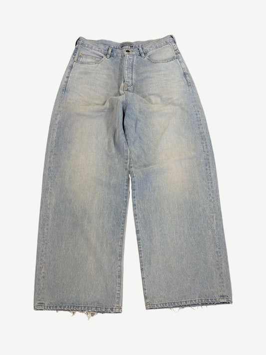 Balenciaga Light Blue Casual Faded Wide Leg Jeans