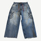 Balenciaga Light Blue Tribal Y2K Stretched Knee Baggy Jeans
