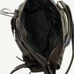 Balenciaga Mocha Le City bag open top-down view showing black canvas interior with zip compartments