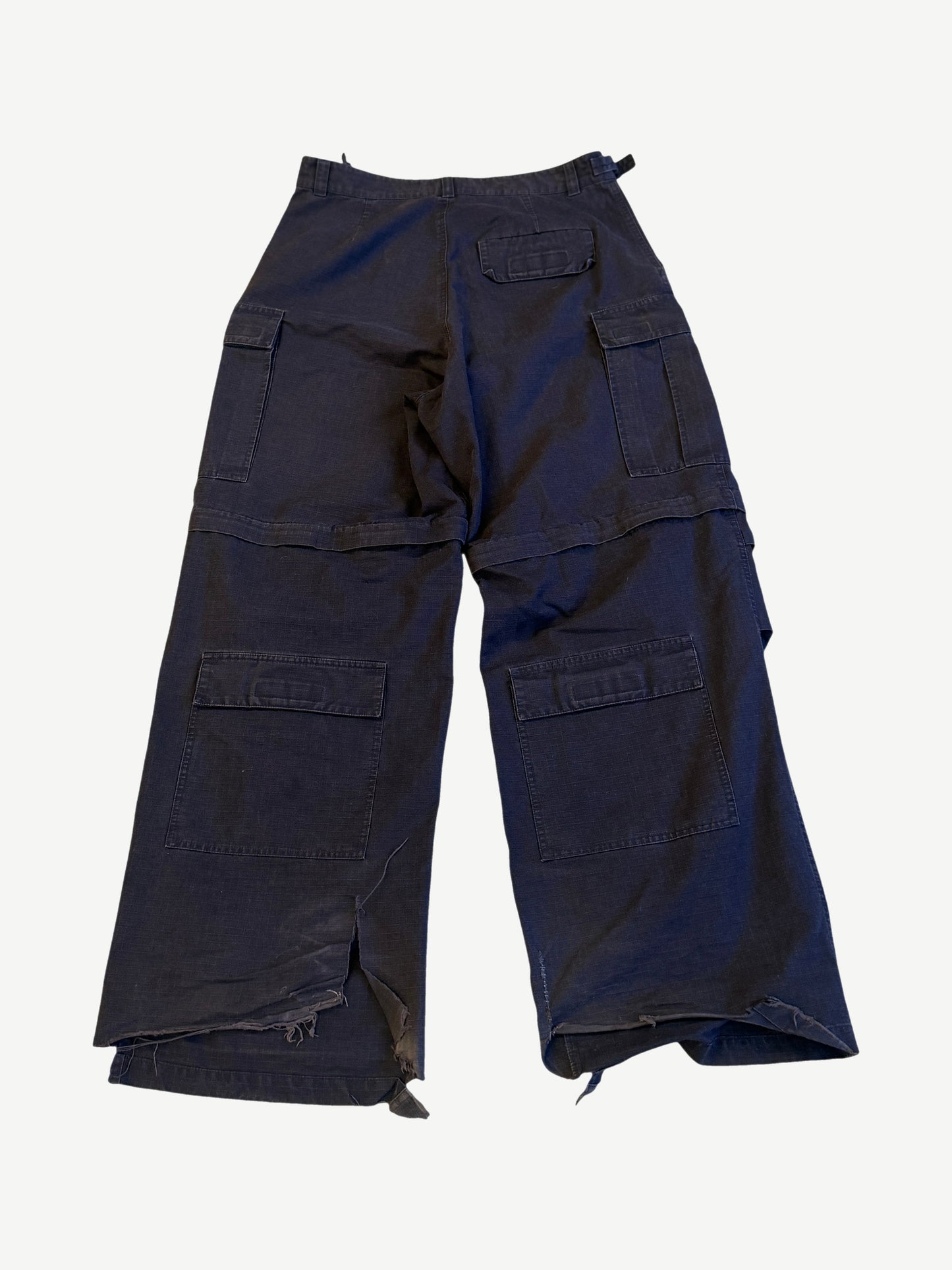 Balenciaga Navy Ripstop Convertible Cargo Trousers