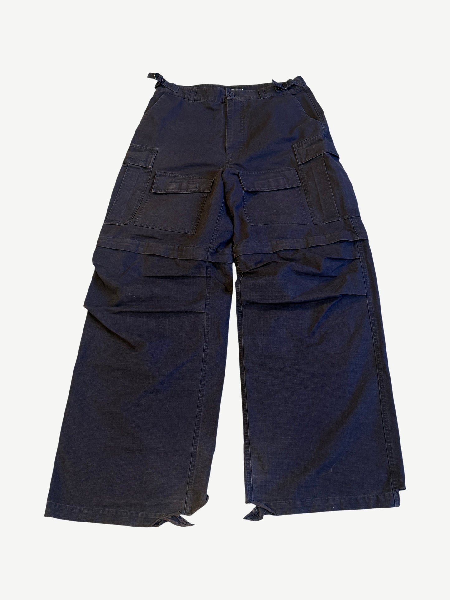 Balenciaga Navy Ripstop Convertible Cargo Trousers