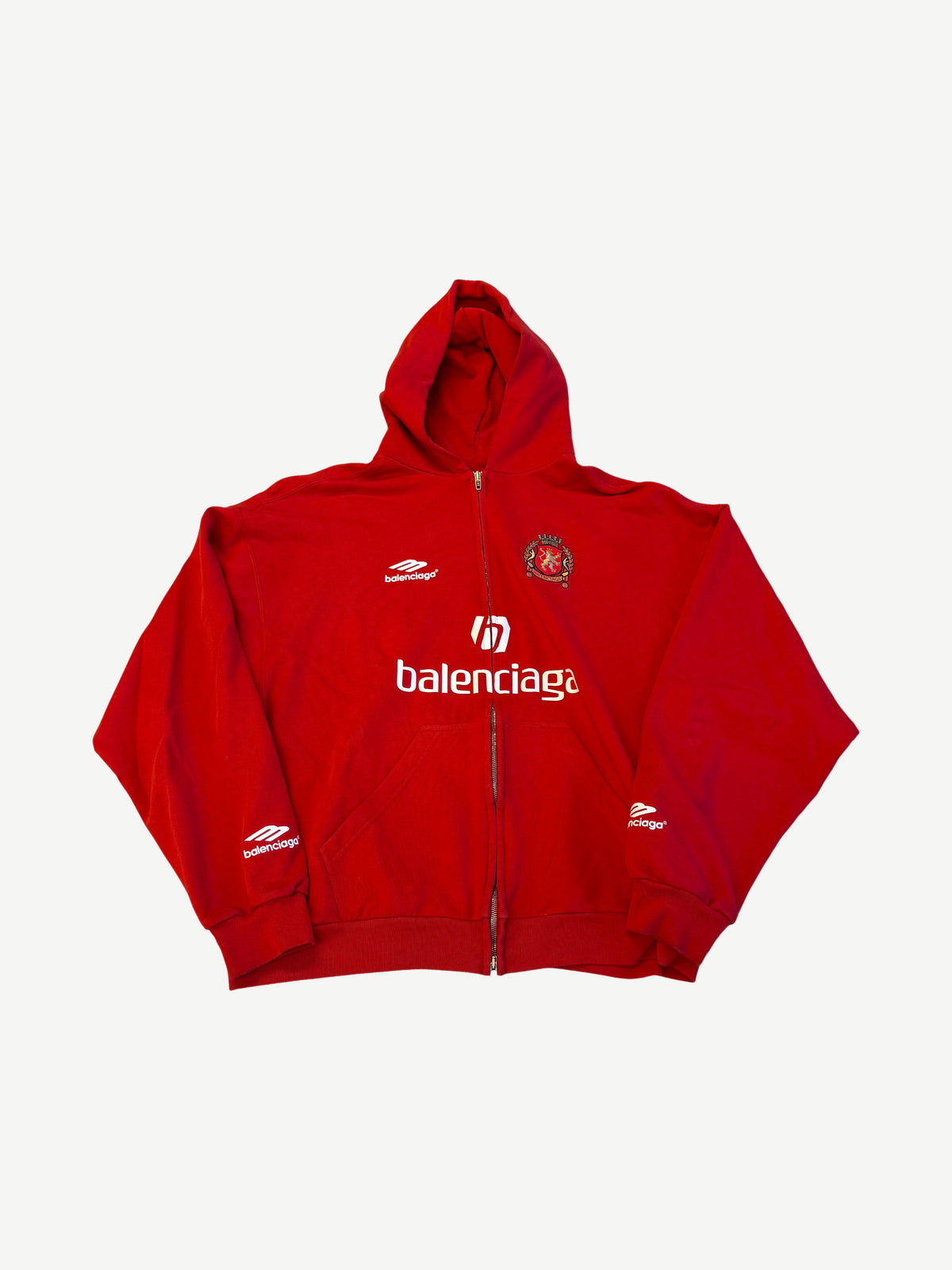 Balenciaga Red Aoyama Soccer Logo Zipup