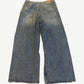 Balenciaga Red Logo Embroidered Wide-Leg Jeans