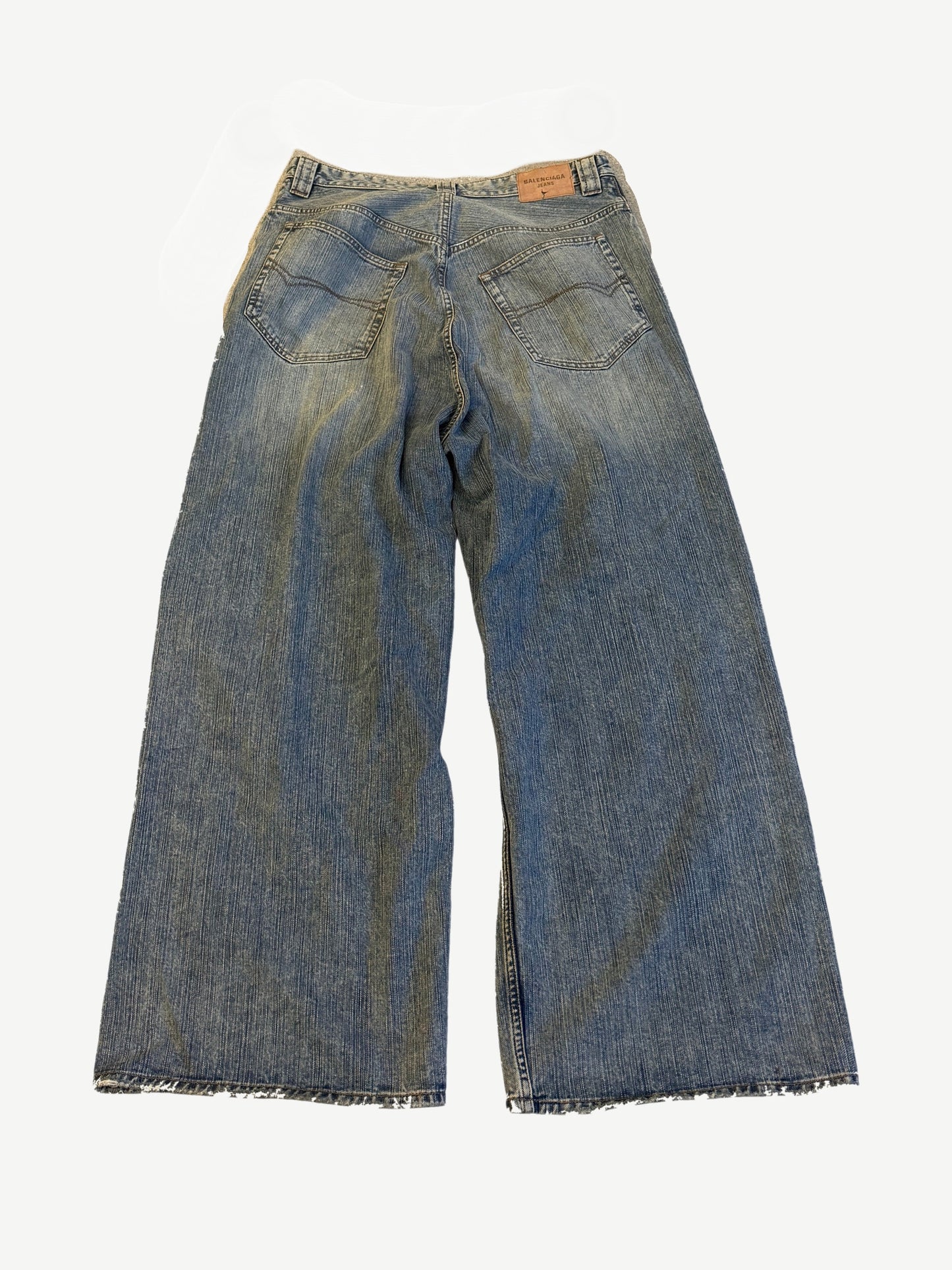 Balenciaga Red Logo Embroidered Wide-Leg Jeans