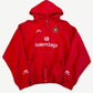 Balenciaga red Paris soccer zip up hoodie with Balenciaga chest logo, club crest and signature sleeves