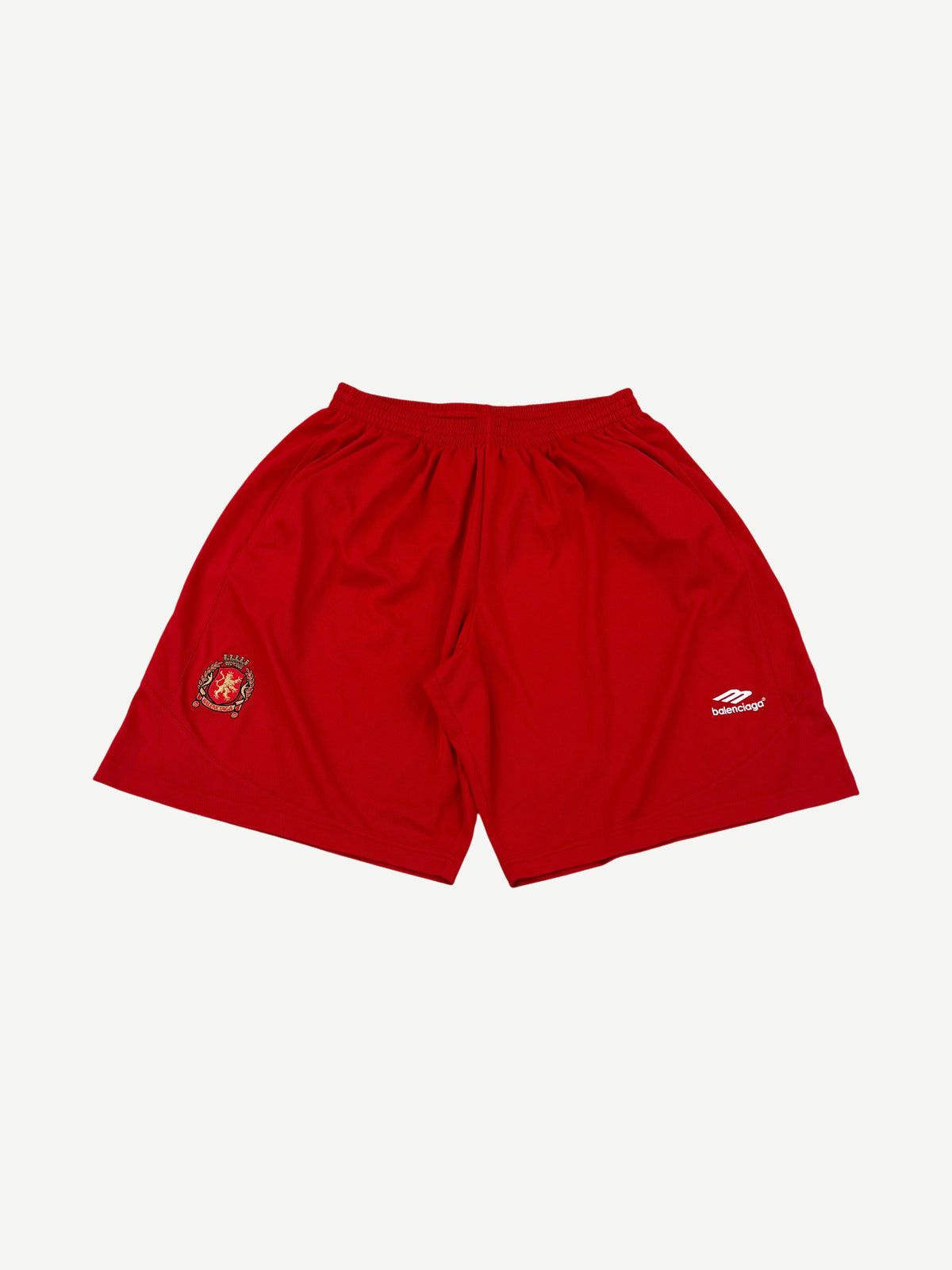 Balenciaga Red Soccer Crest Shorts