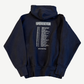 Balenciaga Speedhunters navy hoodie back with full tour-date city listing printed across the panel.