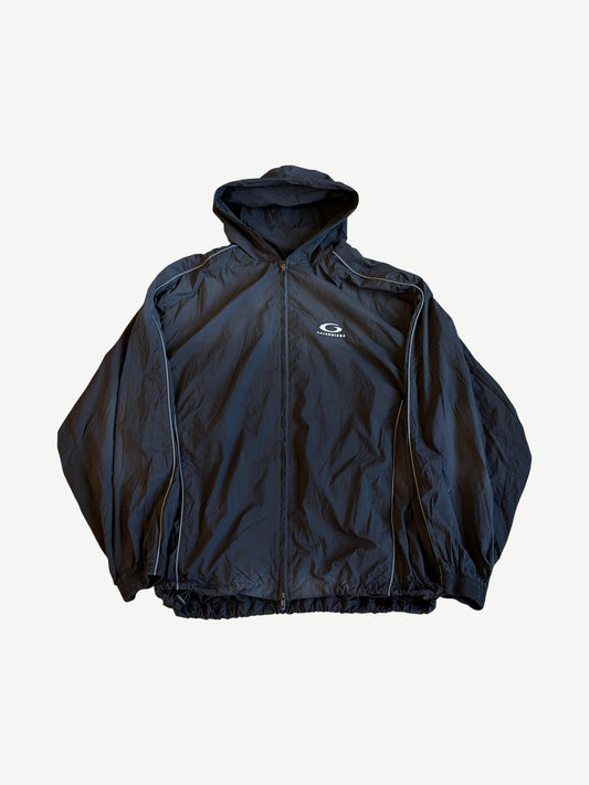 Balenciaga Washed Black Loop Sports Icon Nylon Tracksuit Jacket