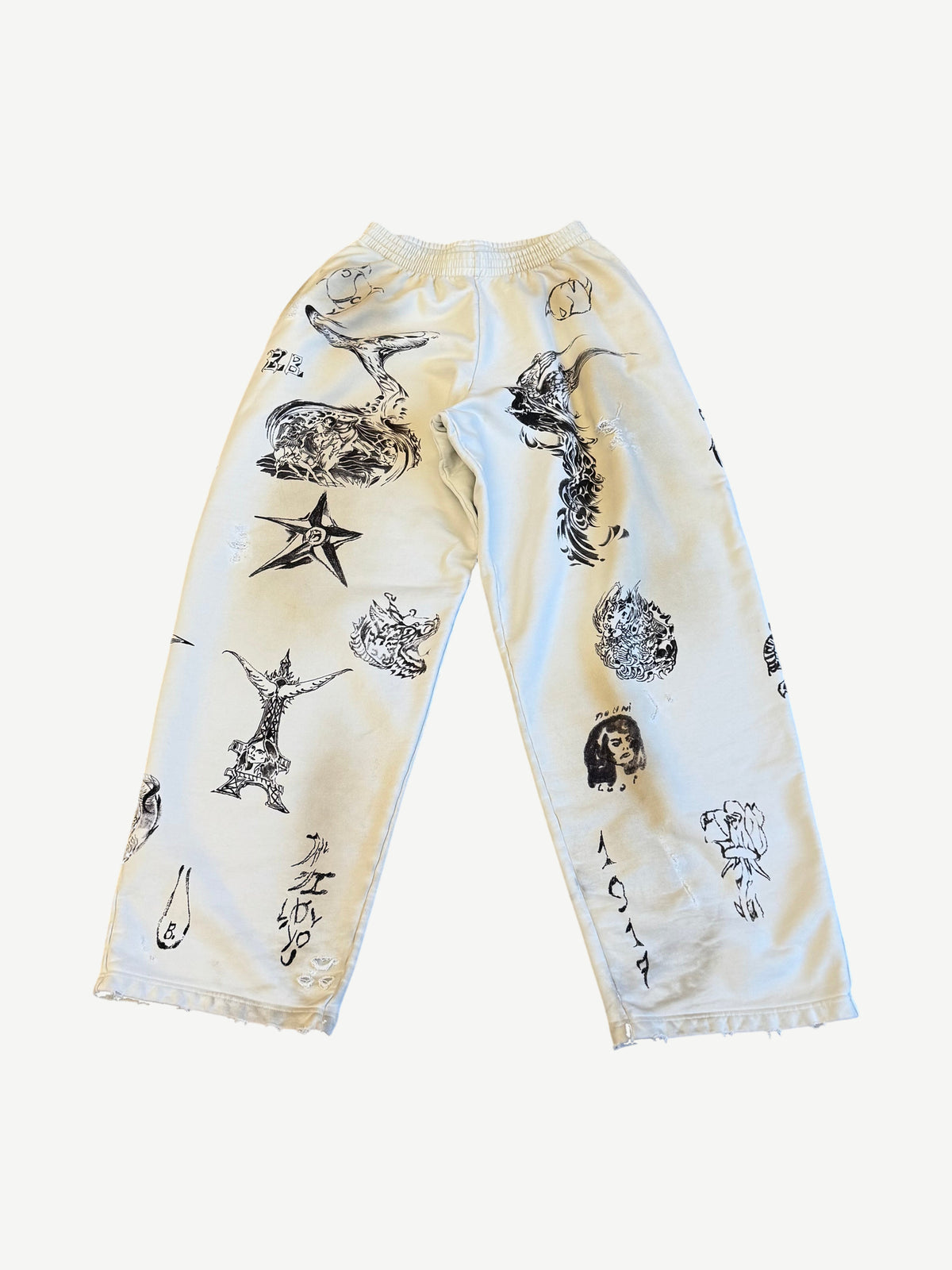 Balenciaga White Tattoo Logo Baggy Sweatpants