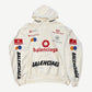 Balenciaga white cotton hoodie with red Top League collegiate logo and number 13 across chest, front view