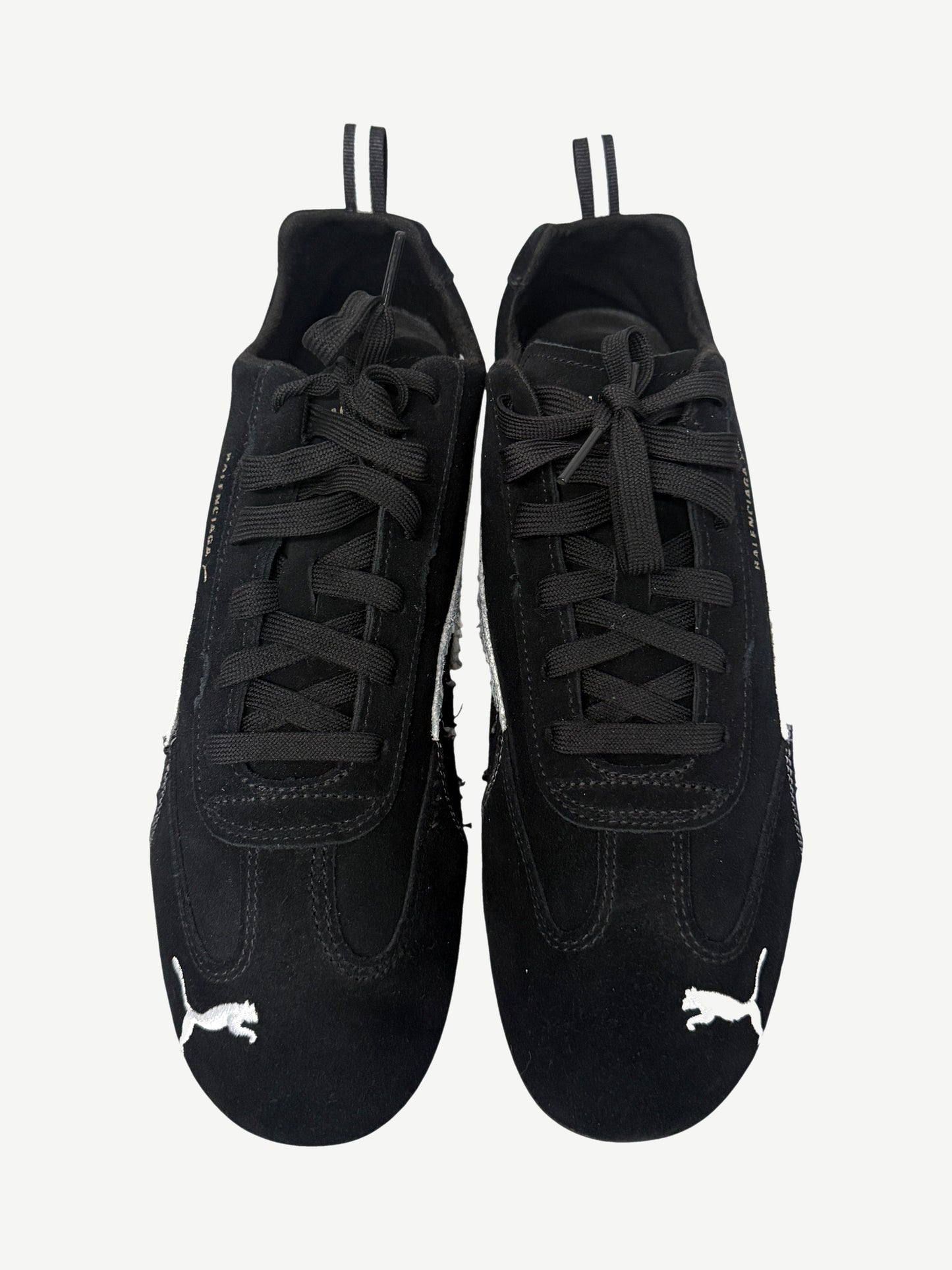 Balenciaga x Puma Distressed Black White Speedcat Suede
