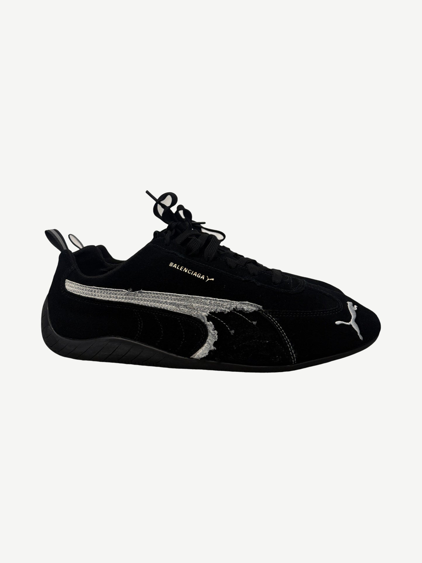 Balenciaga x Puma Distressed Black White Speedcat Suede