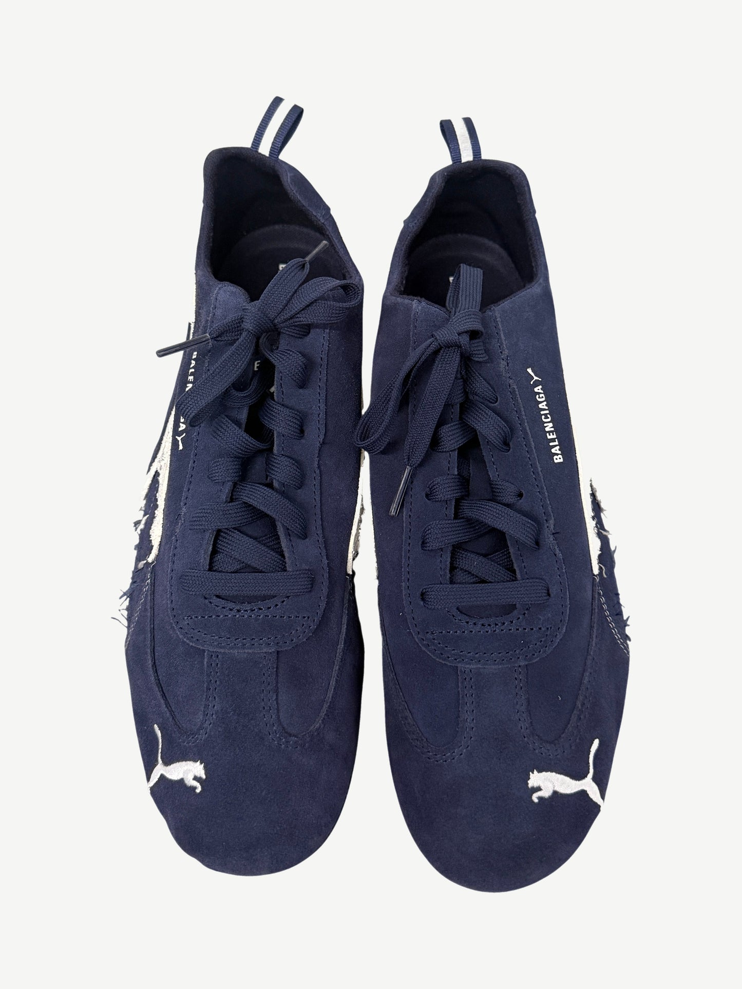 Balenciaga x Puma Distressed Navy White Speedcat Suede