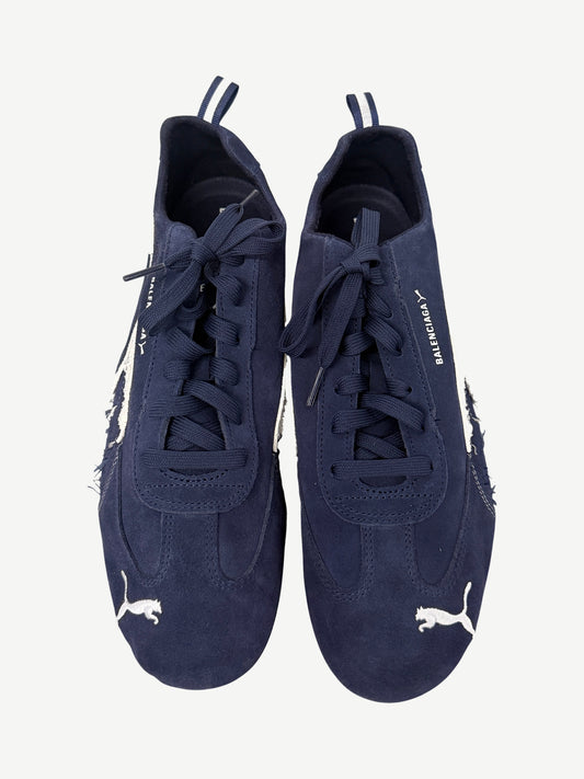 Balenciaga x Puma Distressed Navy White Speedcat Suede
