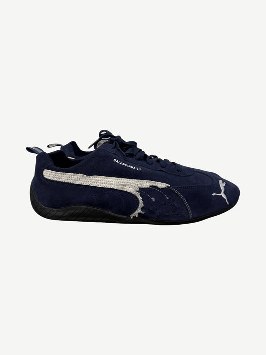 Balenciaga x Puma Distressed Navy White Speedcat Suede