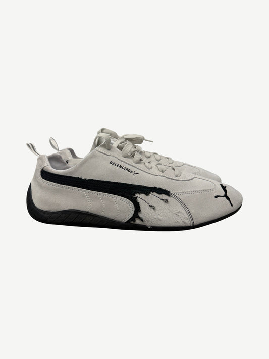 Balenciaga x Puma Distressed White Black Speedcat Suede