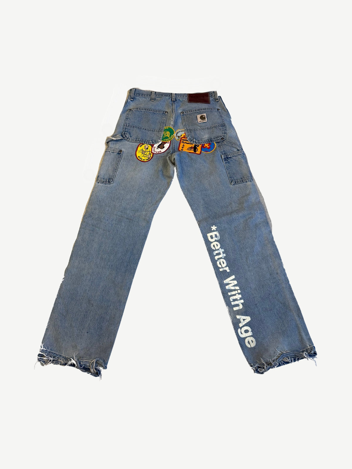 Better With Age Patches Denim Double Knee Carpenter Pants