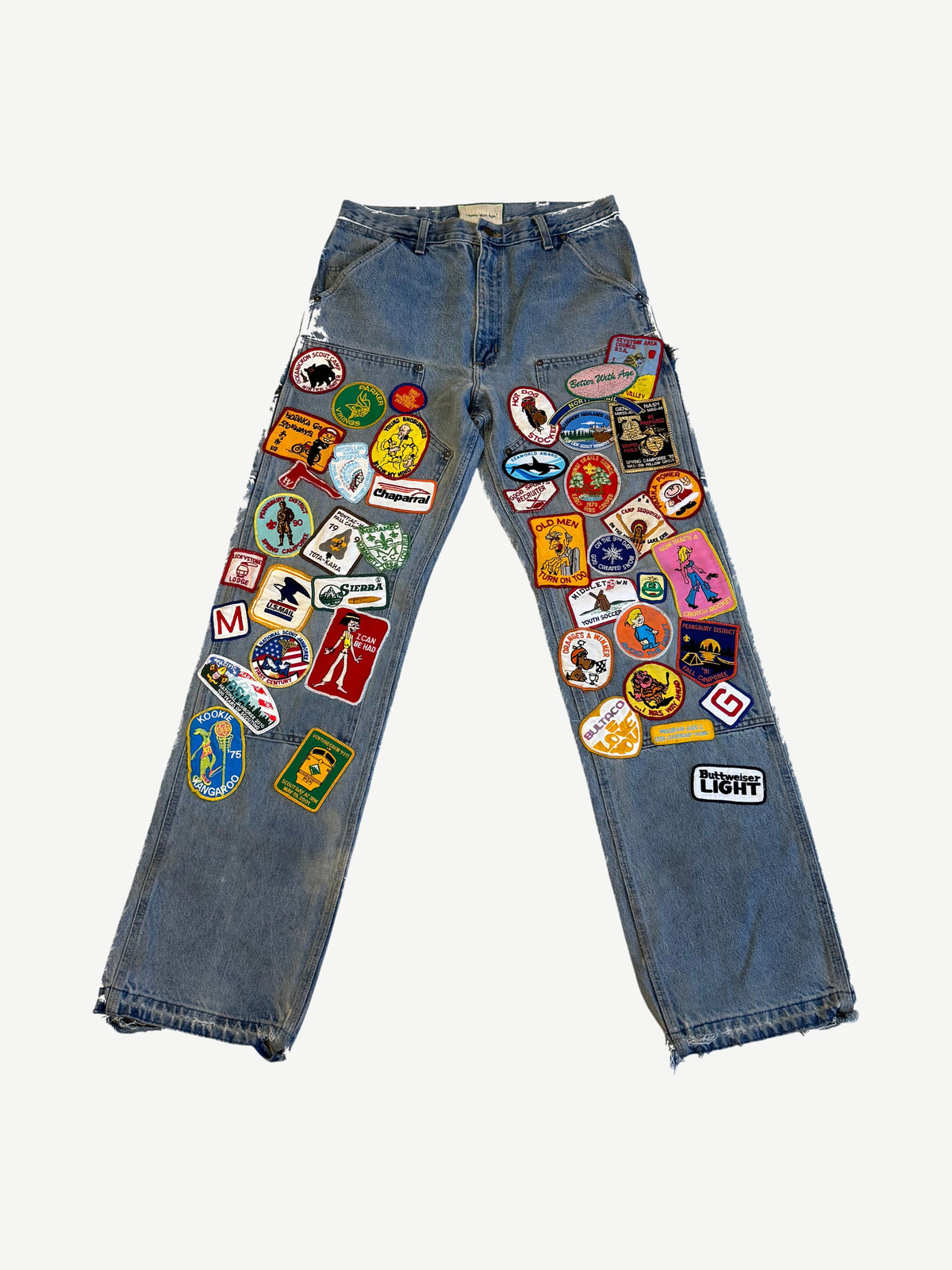 Better With Age Patches Denim Double Knee Carpenter Pants