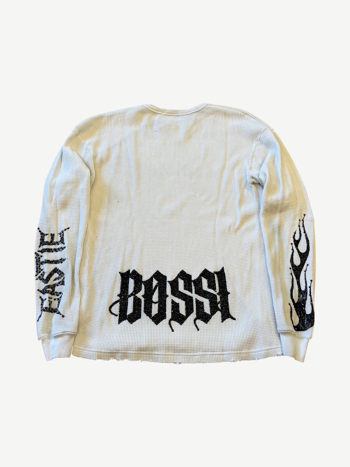 Bossi Eastie White Rhinestone Logo Thermal Longsleeve