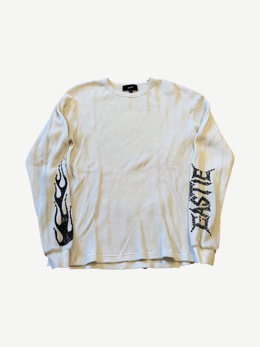 Bossi Eastie White Rhinestone Logo Thermal Longsleeve
