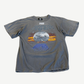 Bossi vintage faded blue tee with Anthrax tour print and rhinestone-studded crowd graphic on front chest