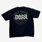 Back of Bossi vintage Korn Sick & Twisted studded tee with rhinestone embellishments on faded black.