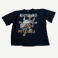 Bossi reworked Metallica black tee with rhinestone studded Pushead skull and crystal Metallica logo front graphic