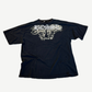 Bossi vintage black tee with white Seek and Destroy skulls front graphic and studded detailing