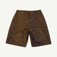 Bottega Desires brown leather shorts back view with B and D monogram pocket embroidery on aged leather