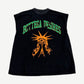 Bottega Desires Unruly sleeveless cutoff tee, faded black with green collegiate arch and Liberty graphic