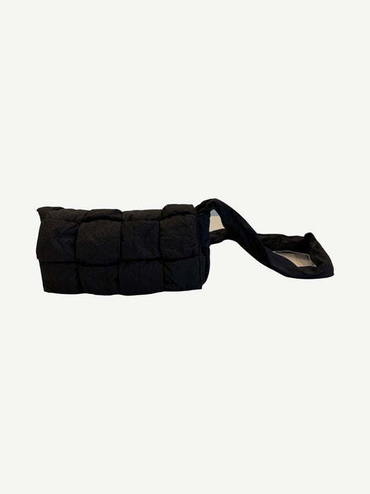 Bottega Veneta Black Maxi Intrecciato Cassette Messenger Bag