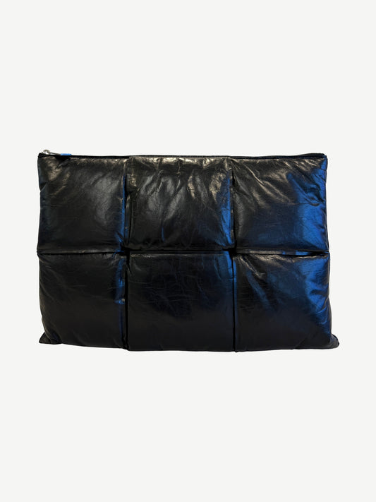 Bottega Veneta Black Padded Intrecciato Woven Leather Bag