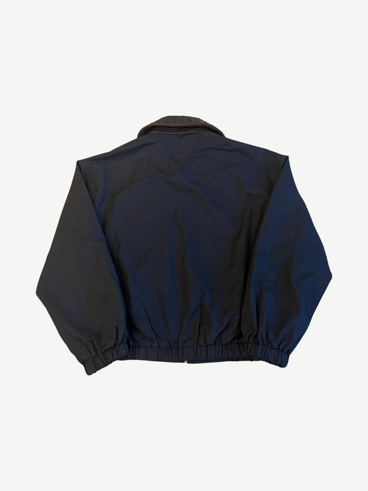 Bottega Veneta Dark Navy Intrecciato Leather Trimmed Jacket