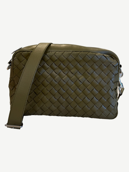 Bottega Veneta Green Medium Intrecciato Crossbody Bag